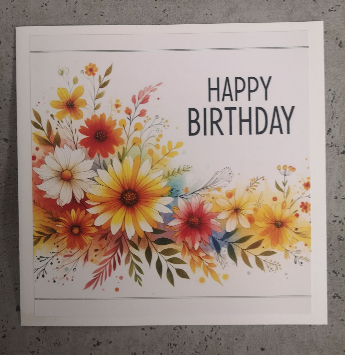 Happy Birthday Karte mit Blumen Bogen