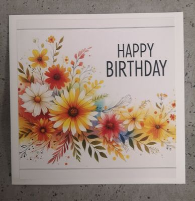 Happy Birthday Karte mit Blumen Bogen