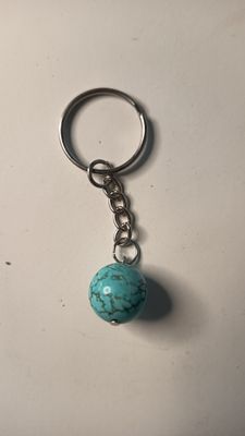 Schlüsselanhänger Kugel türkis marmoriert