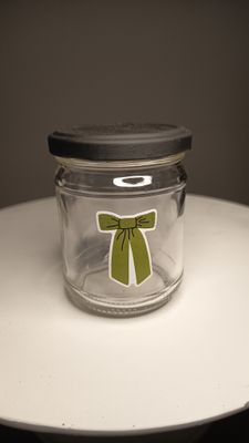 Geschenkglas Masche grün 9cm hoch