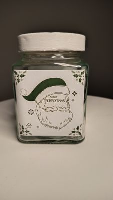 Geschenkglas Samichlaus weiss grün 10cm hoch