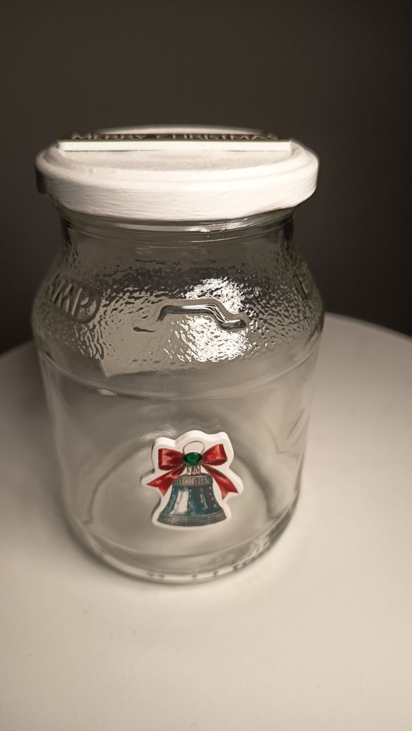 Geschenkglas Glocke mit Masche 13cm hoch