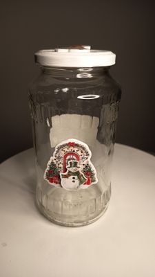 Geschenkglas Schneemann 17cm hoch