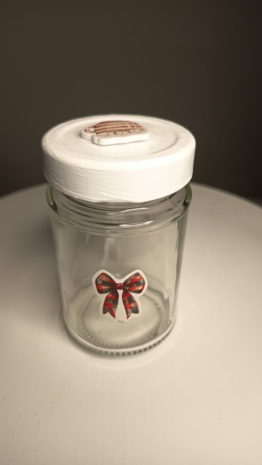 Geschenkglas Masche kariert 10cm hoch