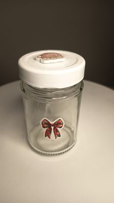 Geschenkglas Masche kariert 10cm hoch