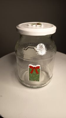 Geschenkglas Paket grün 13cm hoch 