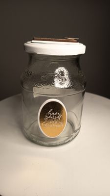 Geschenkglas oval Gold 13cm hoch