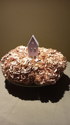 Hortensienkranz auf Tortenplatte mit Beleuchtung