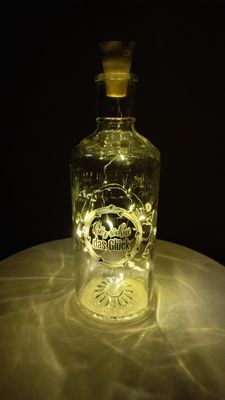 Flasche mit Solar Beleuchtung und Beschriftung