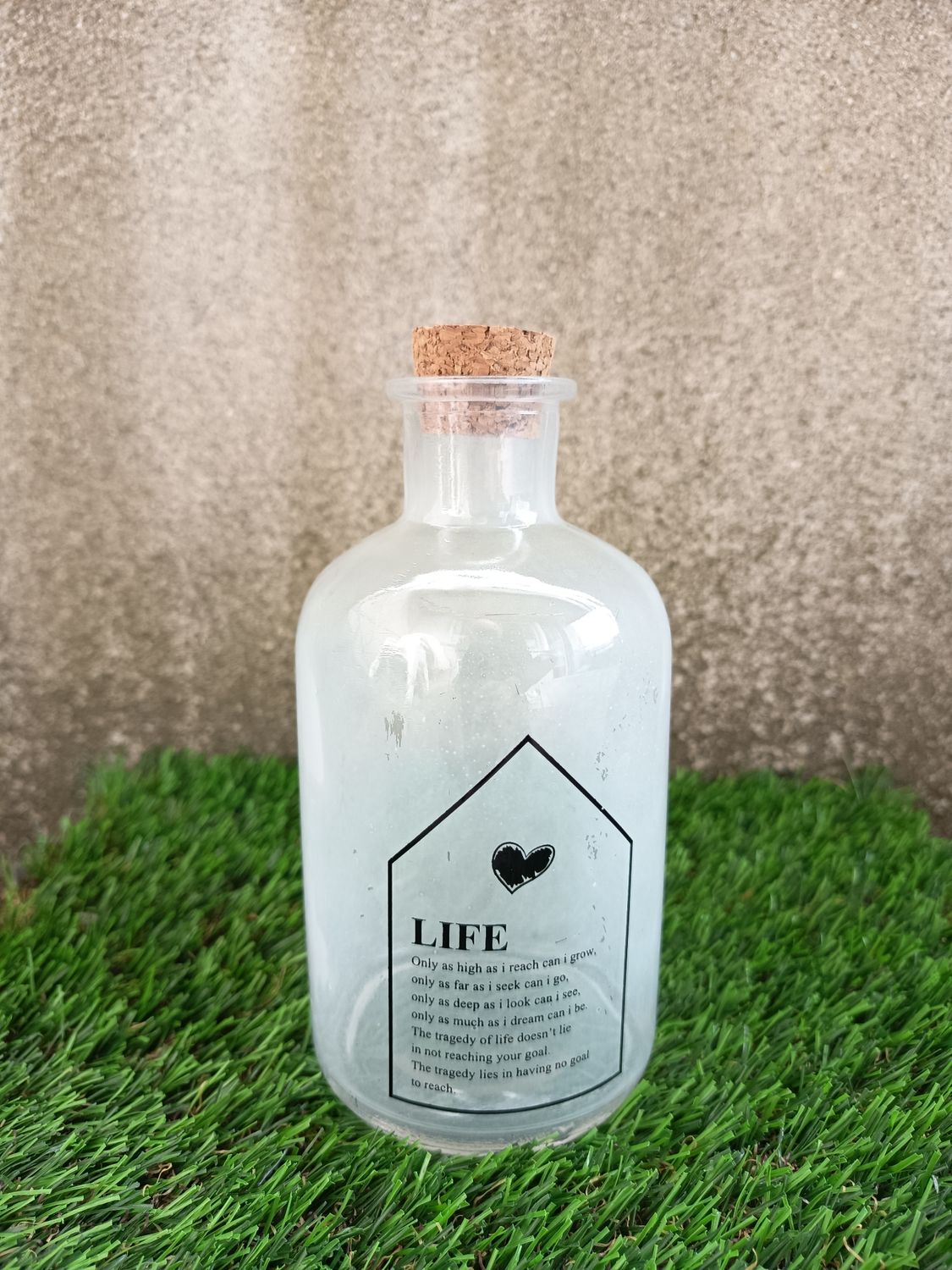 Kleine Deko Flasche beschriftet 18cm hoch Kleine Deko Flasche beschriftet 18cm hoch