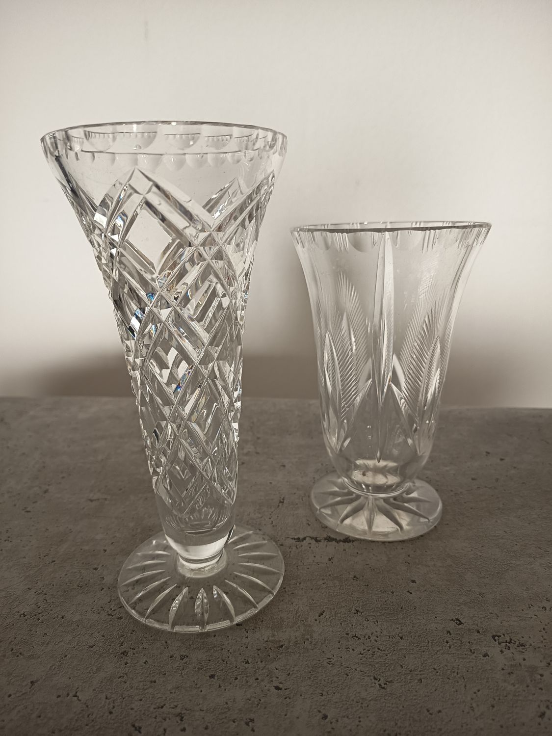 Glas Vasen Geschliffen 2 Stück Glas Vasen Geschliffen 2 Stück