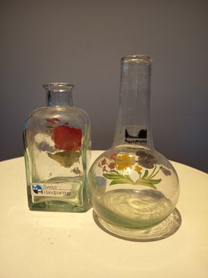 Mini Glasflasche und Vase 10 und 12cm Mini Glasflasche und Vase 10 und 12cm