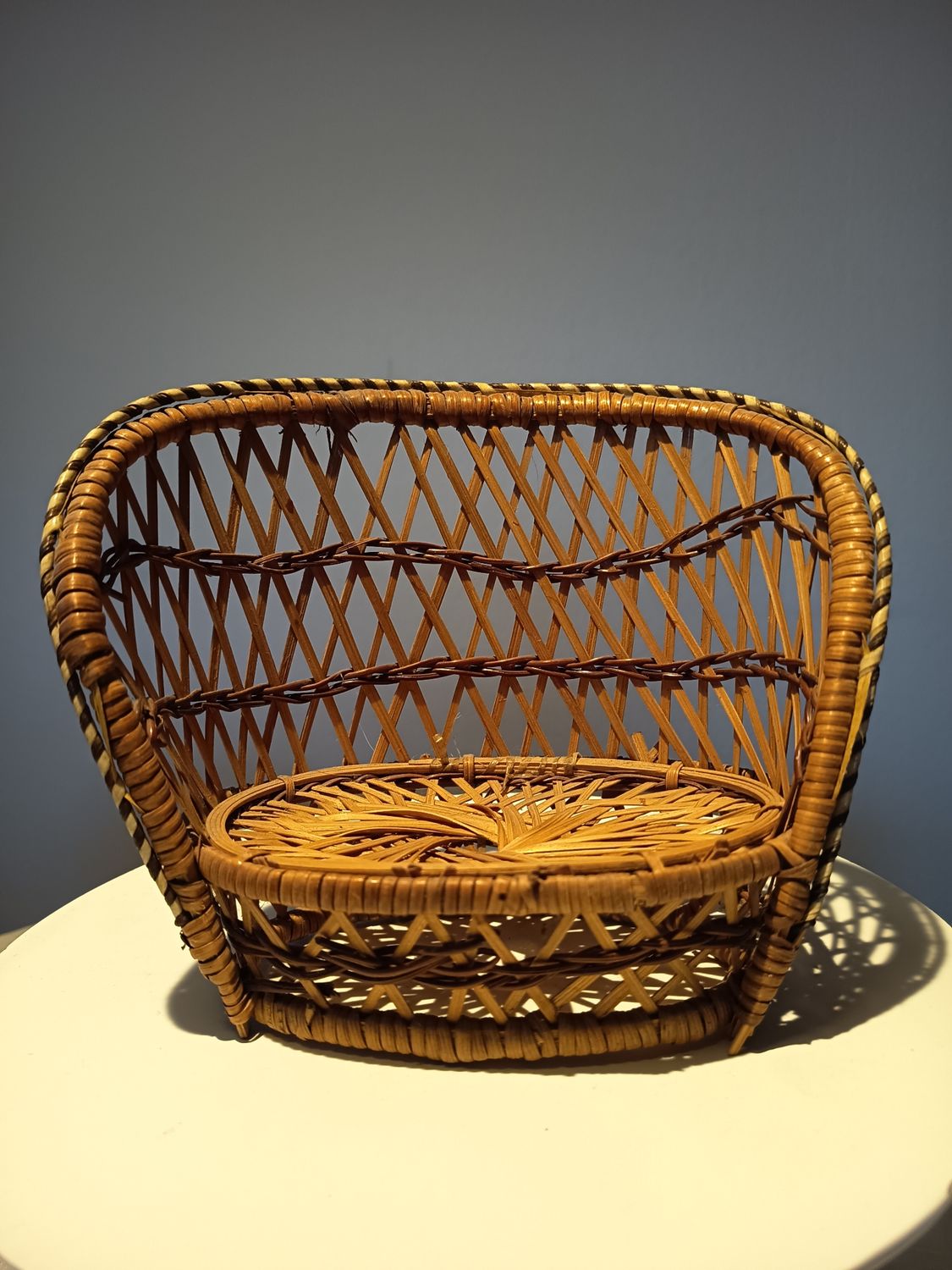 Rattan Puppenbank geflochten 16x19x9cm