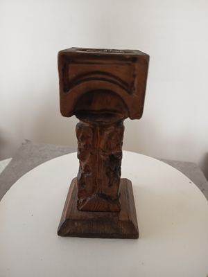 Kerzenständer Holz Geschnitzt 20cm Hoch