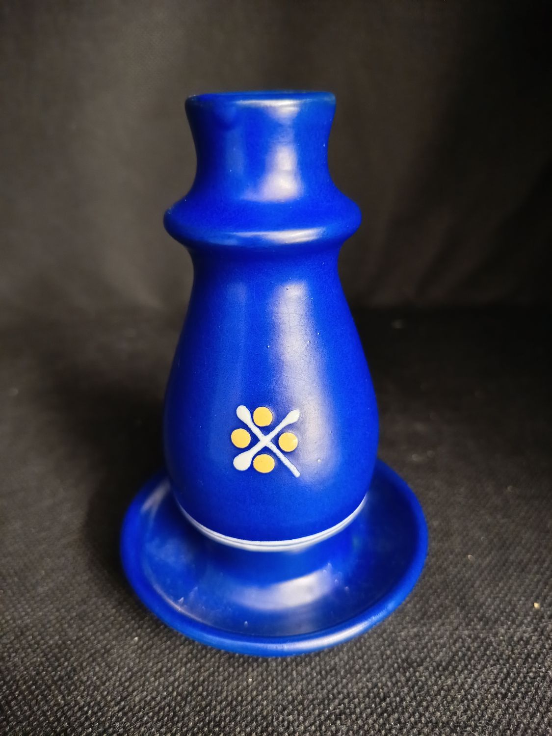 Kerzenständer aus Ton Blau Bemalt 12cm Hoch