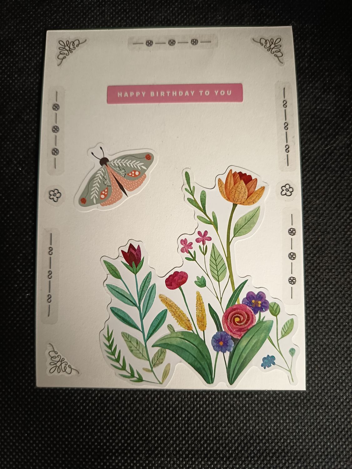 Geburtstagskarte mit Blumen &amp; Schmetterling | Unikat | inkl. Couvert | 14 x 10 cm