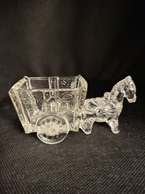 Glas Deko Pferd mit Karre