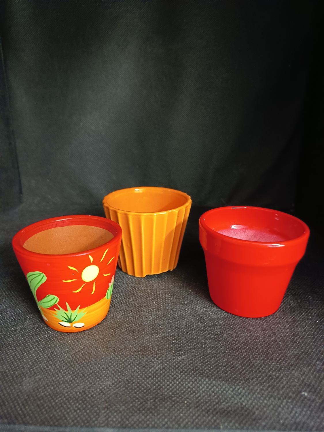 3er Set Mini Blumentöpfe rot/orange 3er Set Mini Blumentöpfe rot/orange
