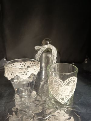 Shabby Chic Glas Deko Set 3teilig