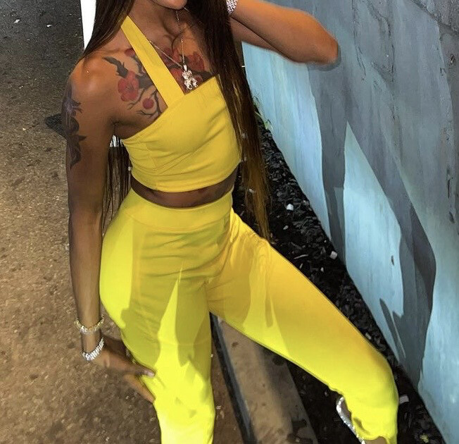 YELLOW 2PC CROP SET