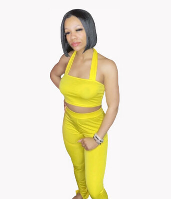 YELLOW 2PC CROP SET