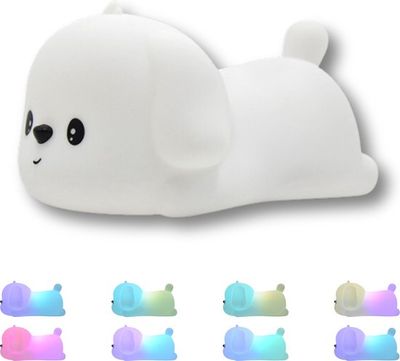 Honden RGB lampje - USB oplaadbaar - Kinderlampje - Nachtlamp Hond - Nachtlampje Baby - Slaaplampje - Touch Multi kleur - LED verlichting - Zacht Siliconen - USB oplaadbaar