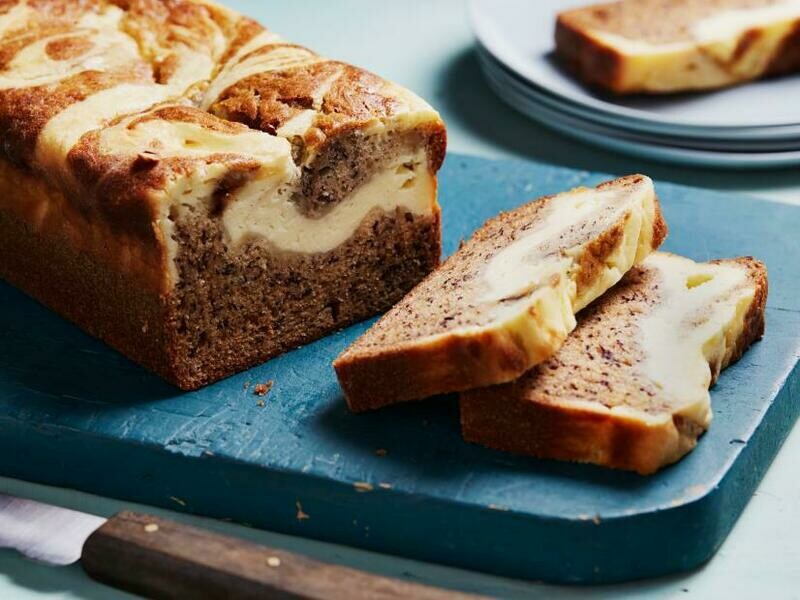 Cheesecake stuffed banana bread