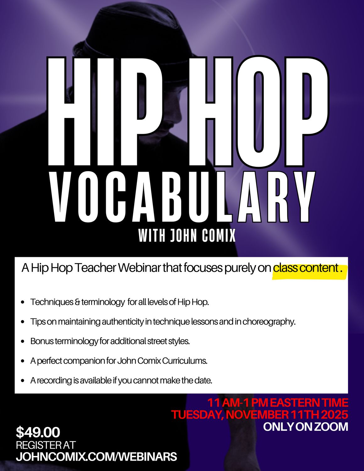 Webinar: &quot;Hip Hop Vocabulary&quot; Nov 11th 2025