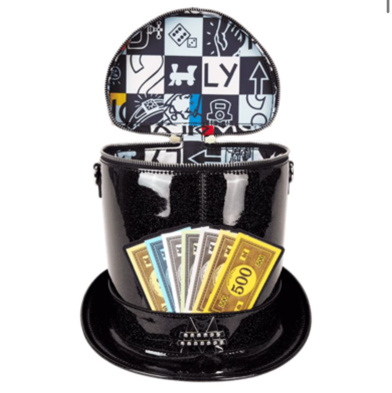 Loungefly Monopoly 90th Anniversary Top Hat Glitter Figural Crossbody Bag