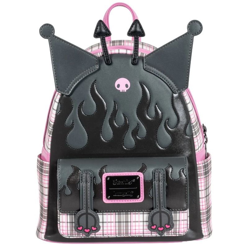 Loungefly Sanrio Kuromi Flames and Plaid Mini-Backpack