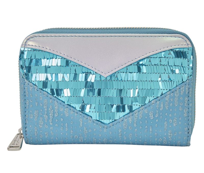 Loungefly Frozen Princess Elsa Glitter Sequin Cosplay Zip Around Wallet