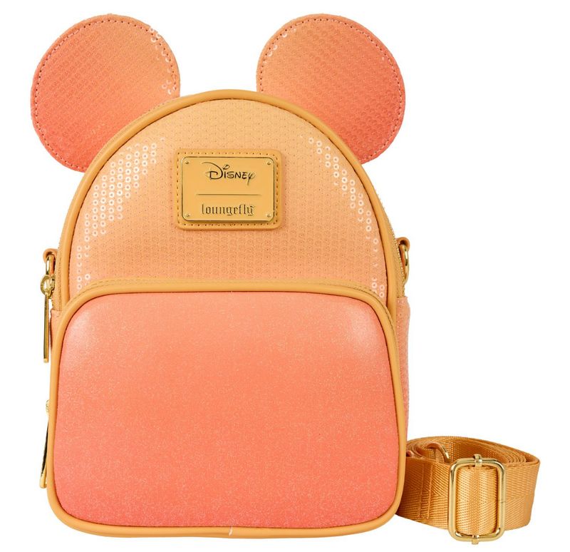 Loungefly Mickey Mouse Glitter Sequin Convertible Mini Backpack &amp; Crossbody Bag