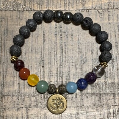 Chakra Balancing Bracelet: Antique Gold Om Chakra Balancing Bracelet: Antique Gold Om