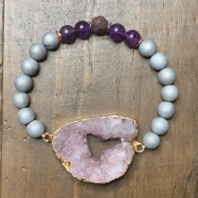 Amethyst Druzy Pendant & Grey Druzy Bracelet Amethyst Druzy Pendant & Grey Druzy Bracelet