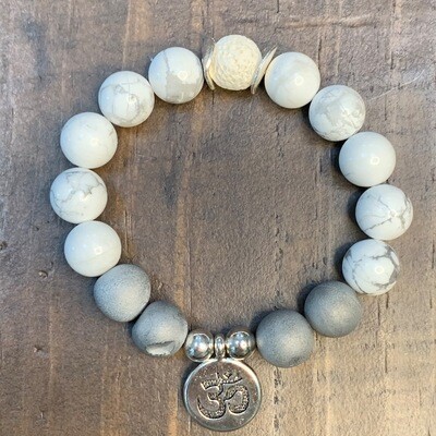 Howlite & Druzy Om Pendant Bracelet Howlite & Druzy Om Pendant Bracelet