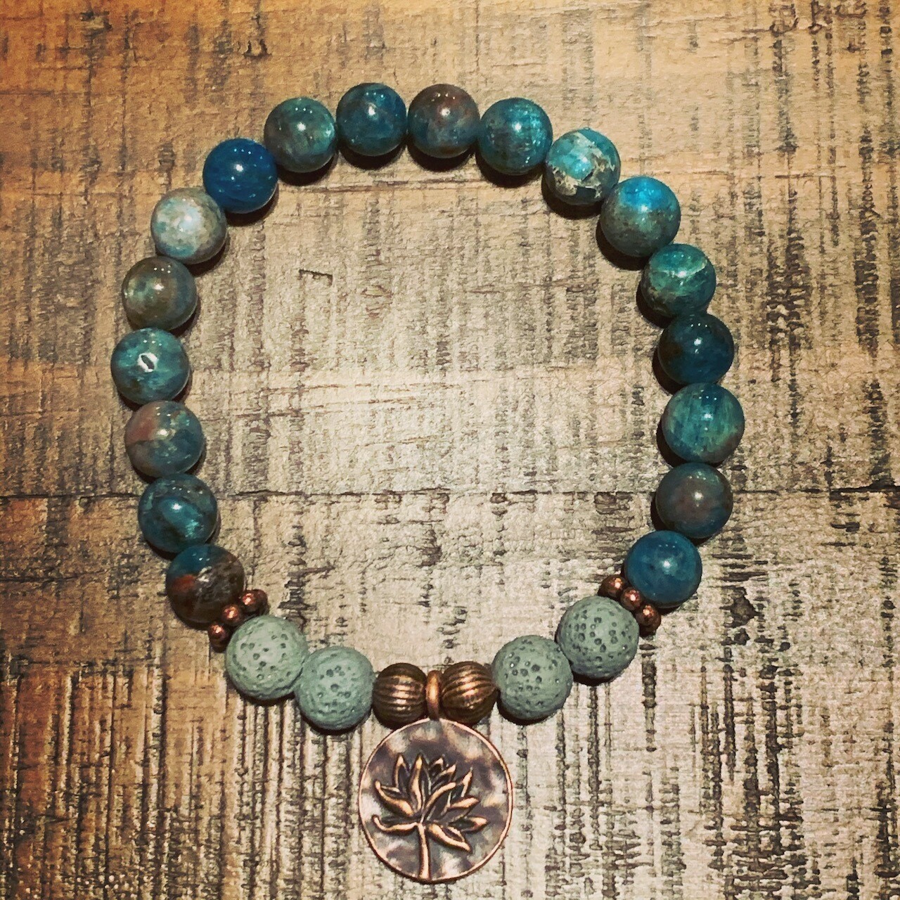 Apatite Bracelet: Copper Lotus Apatite Bracelet: Copper Lotus