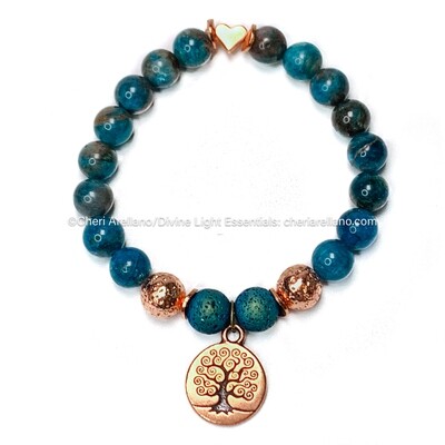 Apatite Bracelet: Tree of Life & Heart Apatite Bracelet: Tree of Life & Heart