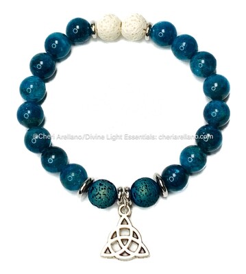Apatite Bracelet: Silver Triquetra Apatite Bracelet: Silver Triquetra