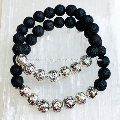 Silver & Black Lava Bead Bracelet Silver & Black Lava Bead Bracelet