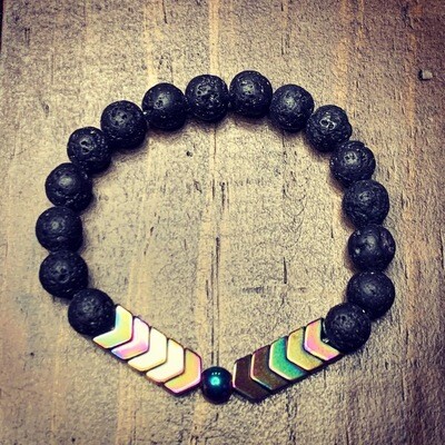 Hematite Arrows & Lava Bead Bracelet Hematite Arrows & Lava Bead Bracelet