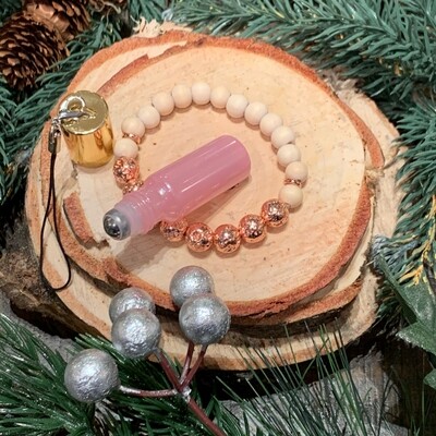 Rose Gold Lava, Wooden Beaded Bracelet & Elixir Gift Set Rose Gold Lava, Wooden Beaded Bracelet & Elixir Gift Set