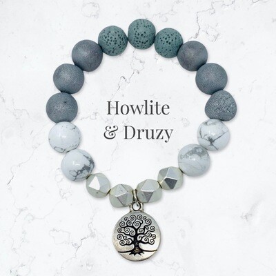 Howlite & Druzy Tree of Life Bracelet