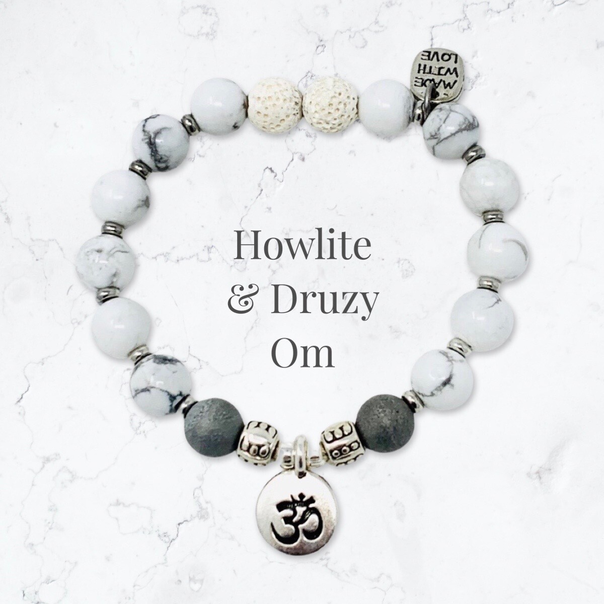 Howlite & Druzy Om Bracelet