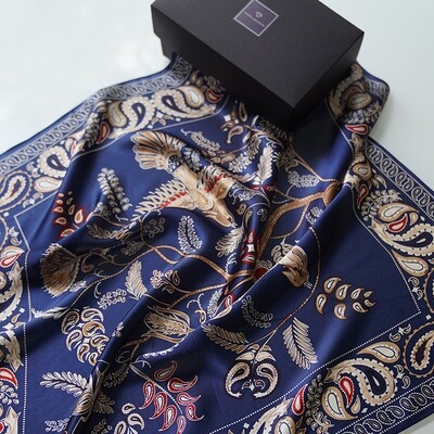 100% silk scarf "Deep blue"
