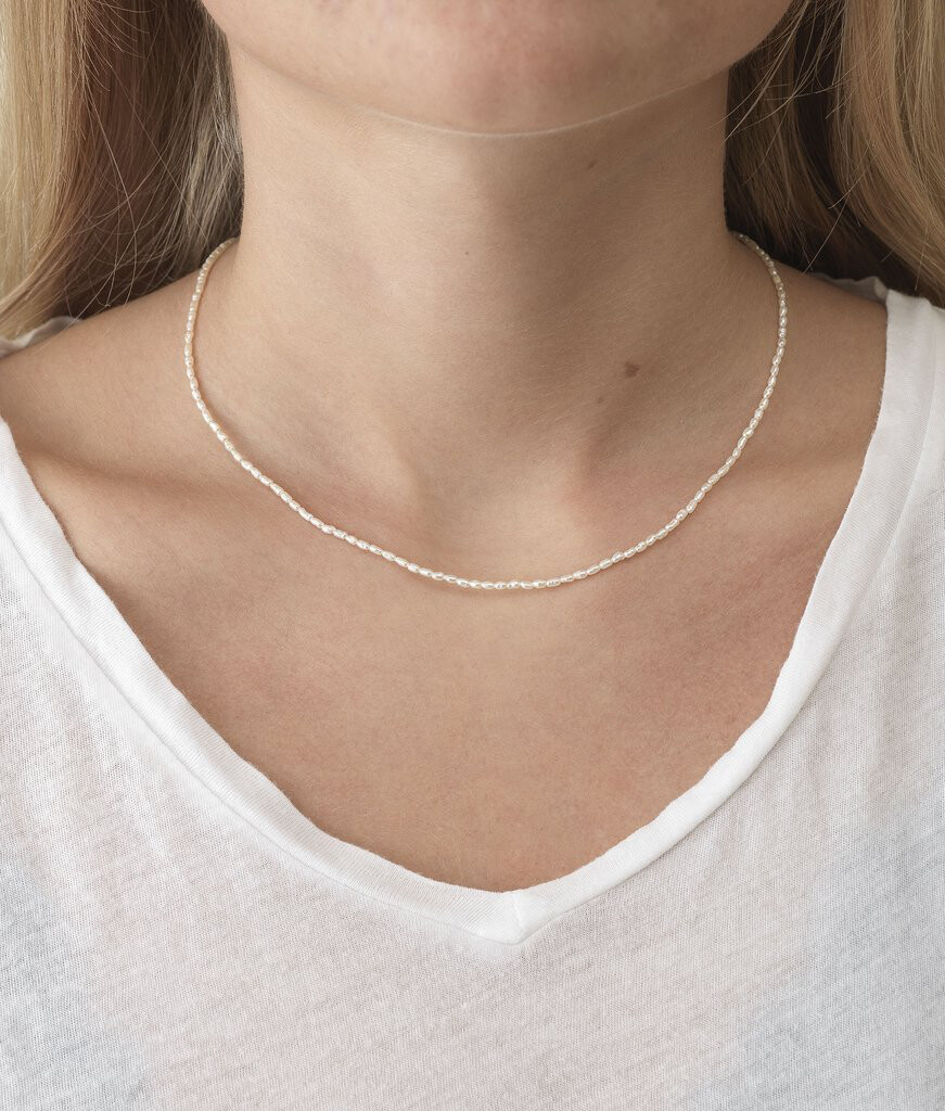 Natural pearl necklace, 3mm