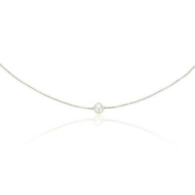 ​Silver plated necklace with natural pearl​, 6mm