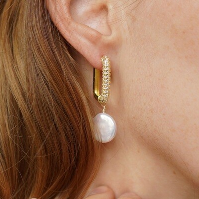 Gold plated earrings with natural pearls (2 in 1)
