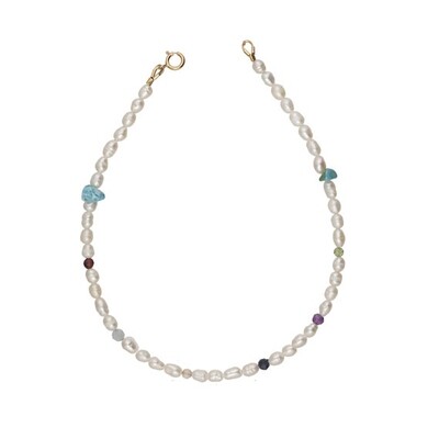 ​Natural gemstone and pearl bracelet