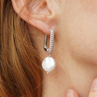 Silver plated earrings with natural pearls (2 in 1)