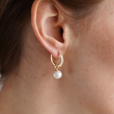 ​925 sterling silver gold plated earrings with natural pearls (2 in 1)